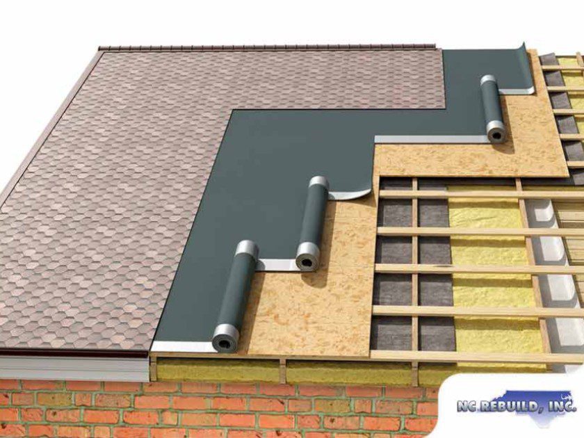 A 3 d image of the roof and gutter system on a house.