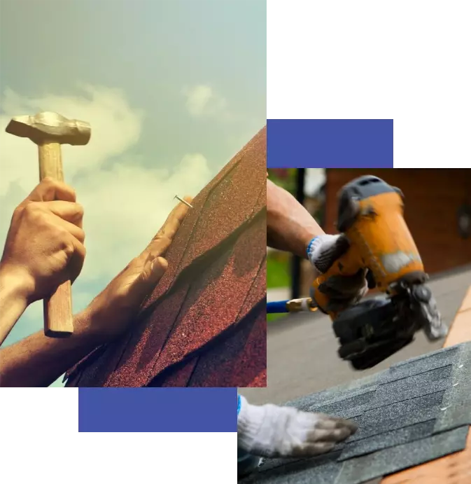 A collage of hands holding tools and using a drill.