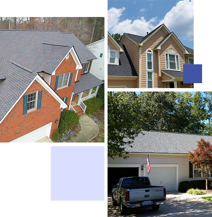 A collage of different types of houses and cars.